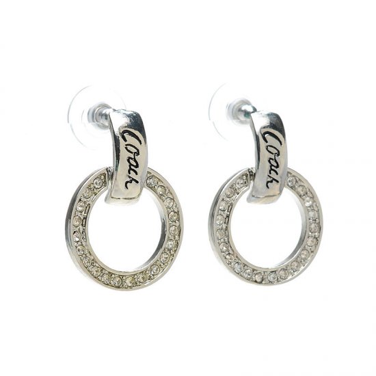 Coach Diamond Circle Stud Silver Earrings AKB | Women